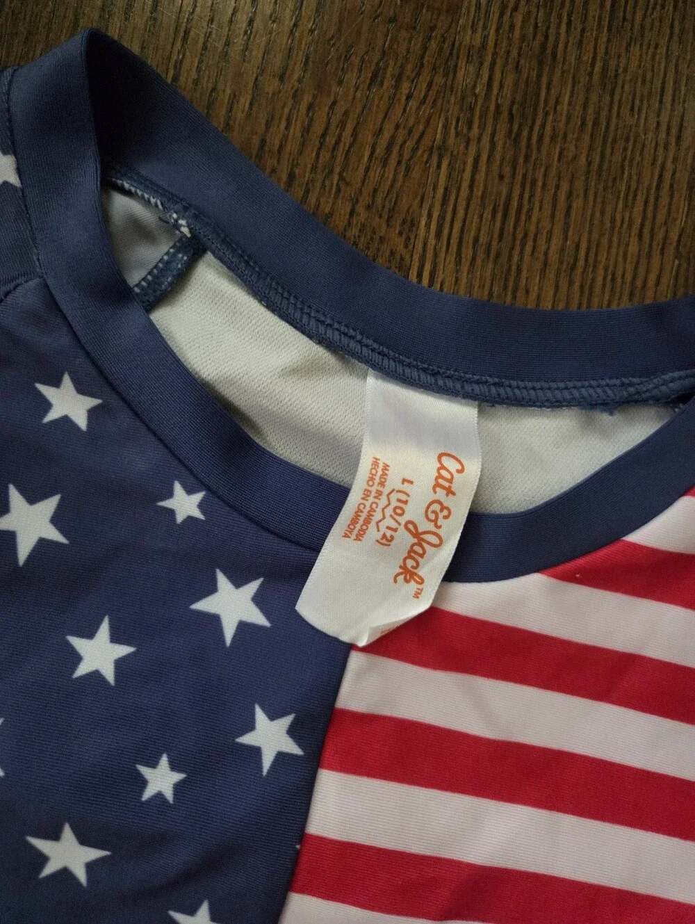 New Cat & Jack Girls Large 10/12 Flag Rash Guard Swim